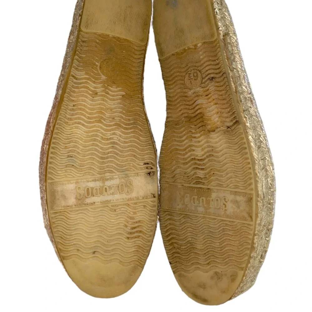 Soludos Leather Espadrille Grey Smoking Flats Size 6.5